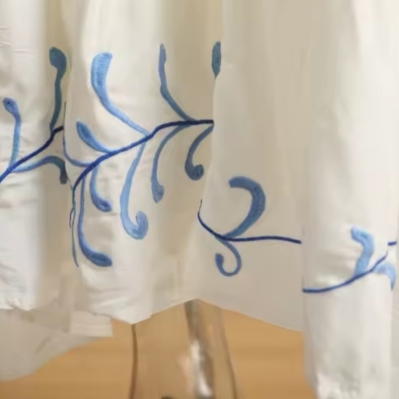 Elegant Floral Maxi Dress - Blue And White - Picture 15 of 16